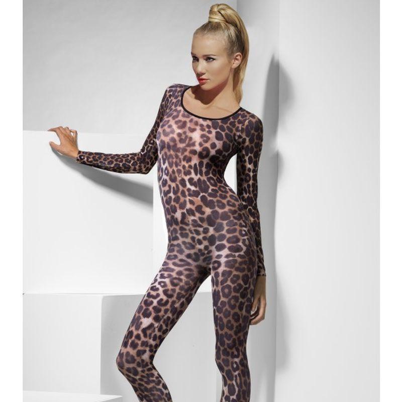 Cheetah Print Bodysuit Adult Brown Womens -1