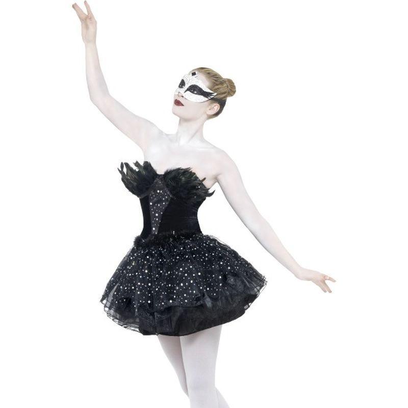 Gothic Swan Masquerade Costume - UK Dress 8-10 Womens Black