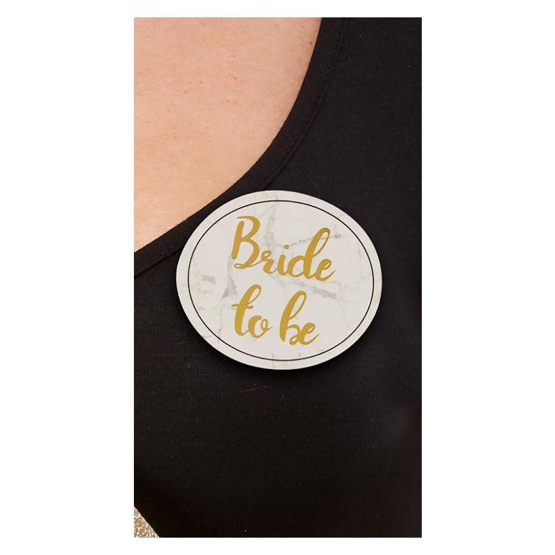 Hen Party Pin Badges White & Gold Womens