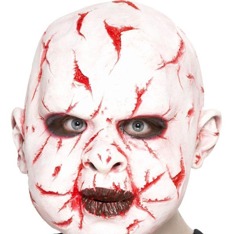Scarface Mask, Latex Overhead Mask - One Size Mens White/Red