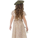 Evacuee Girl Costume Kids Paisley Dress Satchel Beret ID Tag