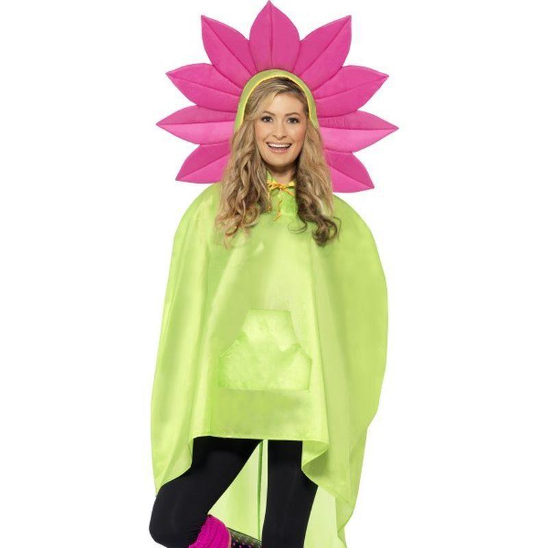 Flower Party Poncho - One Size Mens Green/Pink