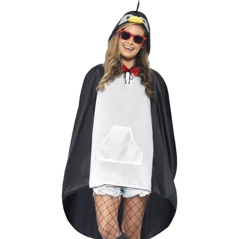 Penguin Party Poncho - One Size Mens Black/White