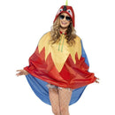 Parrot Party Poncho - One Size Mens Red/Yellow