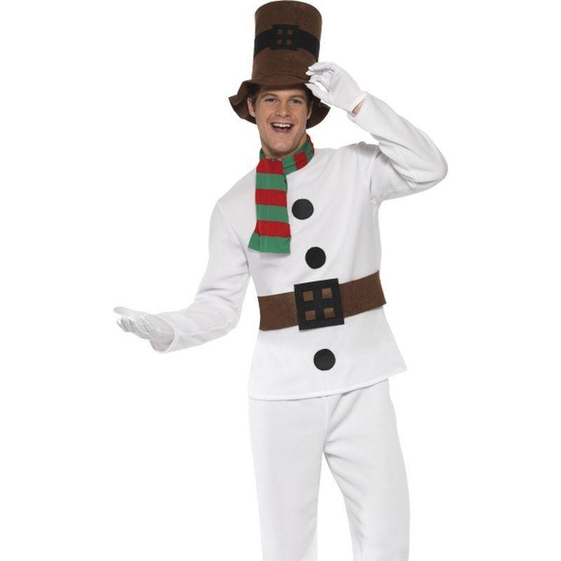 Mr Snowman Costume Adult White Brown Mens -1