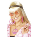 Hippie Kit Adult Pink Headband Specs Peace Sign Jewelry
