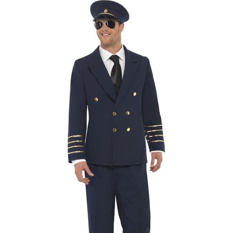 Pilot Costume Adult Navy Blue Mens -1