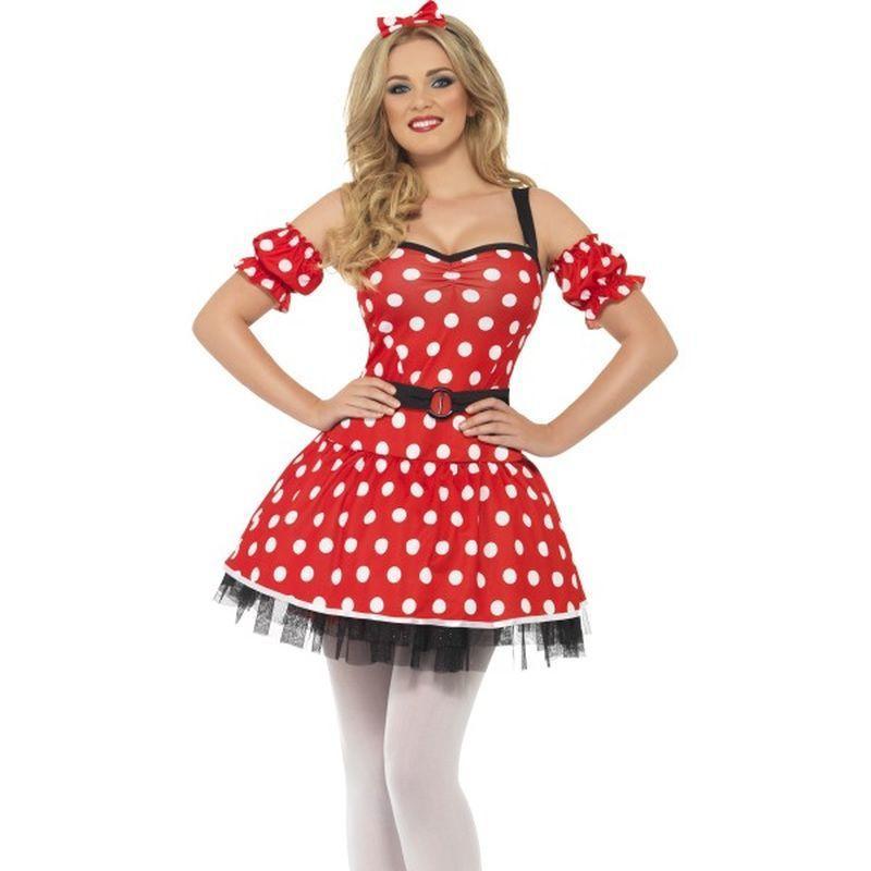 Fever Madame Mouse Costume - UK Dress 8-10 Womens Red/White