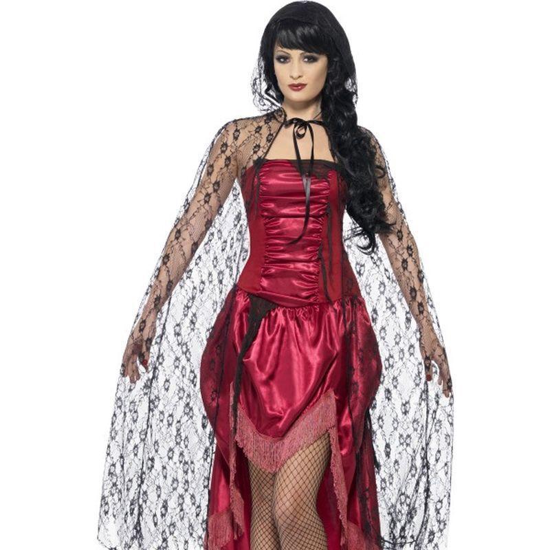 Gothic Lace Cape - One Size Womens Red