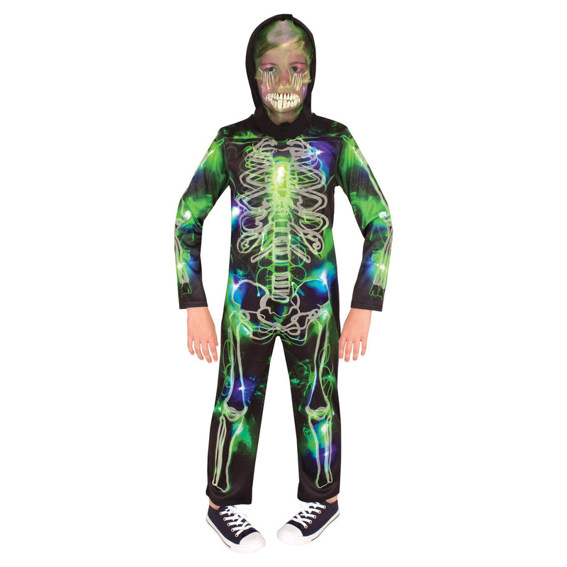 Spooky G I D Skeleton Costume Boys Green