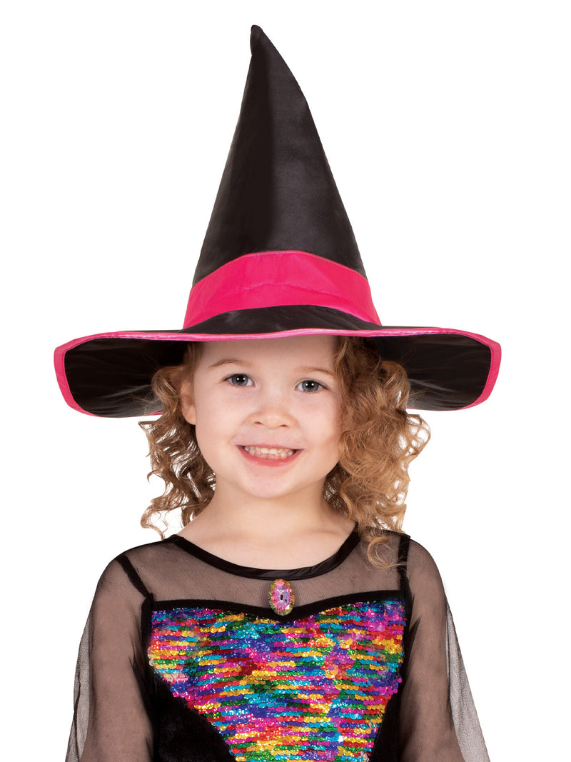 Rainbow Colour Magic Witch Deluxe Costume Girls Pink