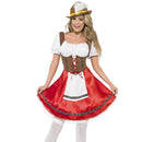 Bavarian Wench Costume - UK Dress 8-10 Womens Red/White