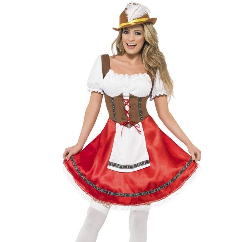 Bavarian Wench Costume - UK Dress 8-10 Womens Red/White