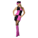 Swinging 60s Costume Adult Dress Pink Black