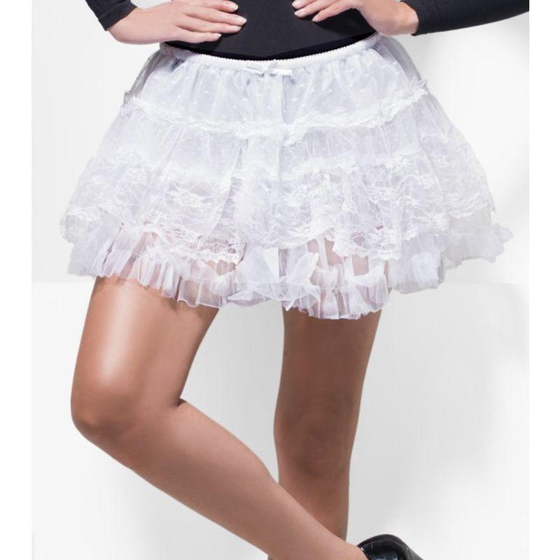 Fever Deluxe Lace Petticoat Adult White Womens -1