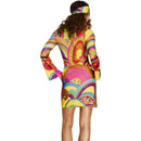 60s Flower Power Fever Costume Adult Multi Coloured Dress