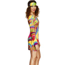 60s Flower Power Fever Costume Adult Multi Coloured Dress