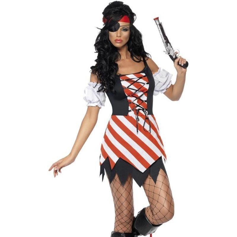 Pirate Costume Adult Red White Womens Red & White -1