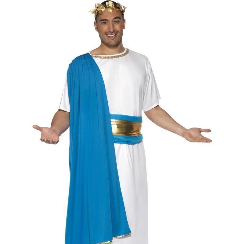 Roman Senator Costume - Medium Mens White/Blue