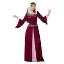 Maid Marion Costume Adult Burgundy Dress Headpiece