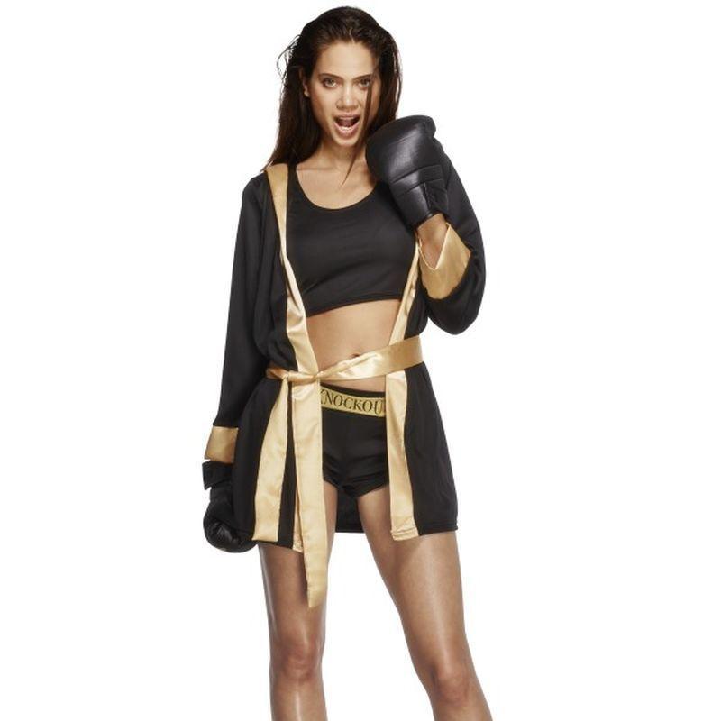 Fever Knockout Costume - UK Dress 8-10 Womens Black/Gold