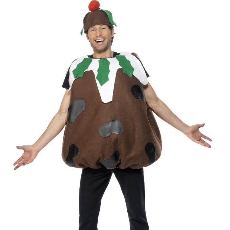 Christmas Pudding Costume, Adult - One Size Mens Brown/White