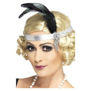 Silver Satin Charleston Headband Adult