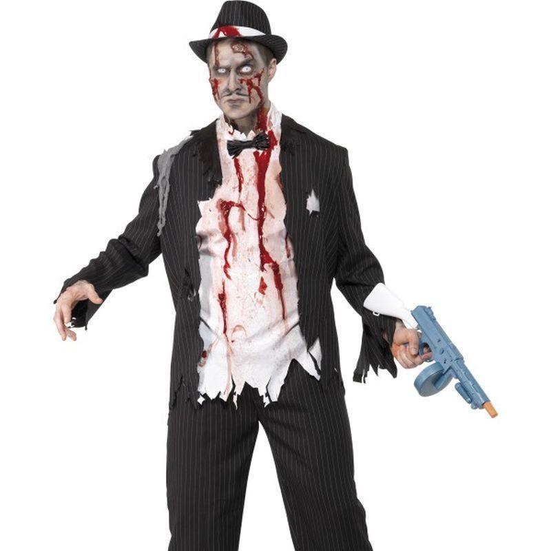 Zombie Gangster Costume - Medium Mens Black/White/Red