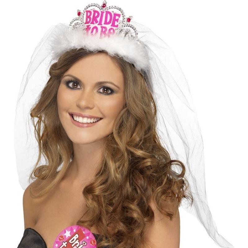Bride To Be Tiara With Veil Adult White Womens -1