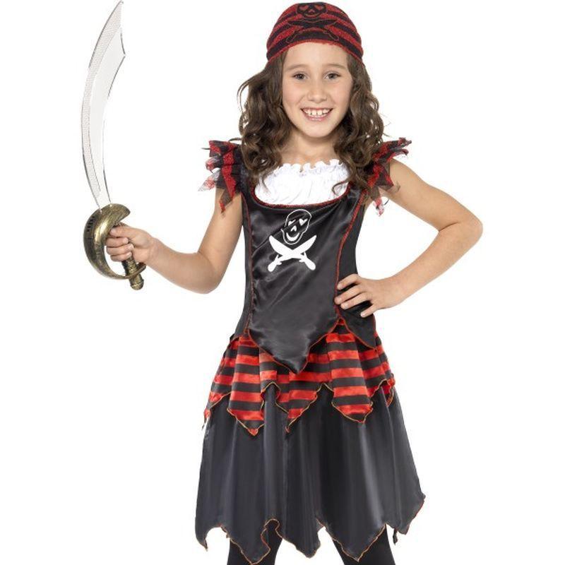 Pirate Skull and Crossbones Girl Costume - Small Age 4-6 Girls Red/Black