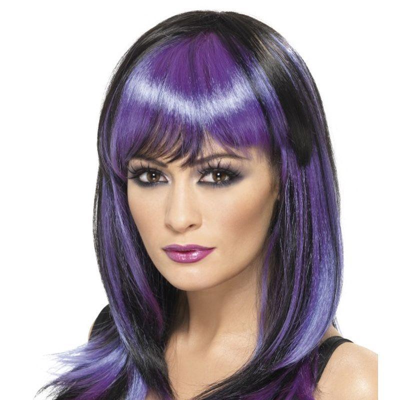 Glamour Witch Wig, Black and Purple - One Size Womens Black/Purple
