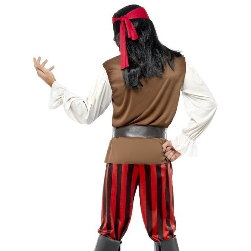 Pirate Ship Mate Costume Adult Brown Red White Mens