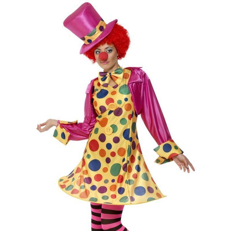 Clown Lady Costume - UK Dress 8-10 Womens Pink/Yellow