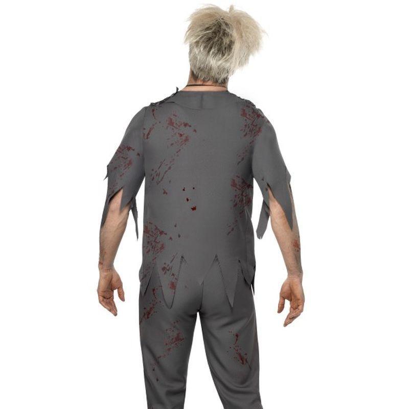 High School Horror Zombie Schoolboy Costume Adult Grey White Red Mens