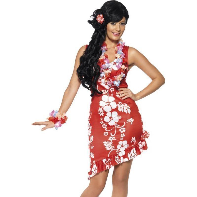 Hawaiian Beauty Costume Adult Red White Womens -1