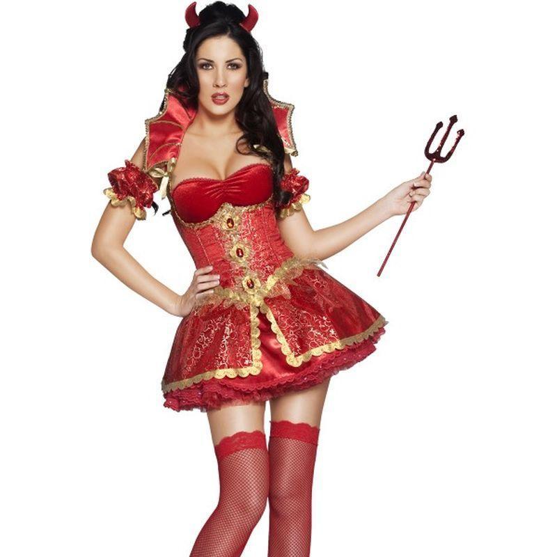 Fever Boutique Devil Costume - UK Dress 8-10 Womens Red/Gold