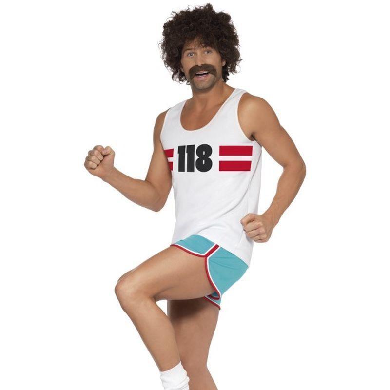 118118 Runner Costume Adult White Blue Mens White -1