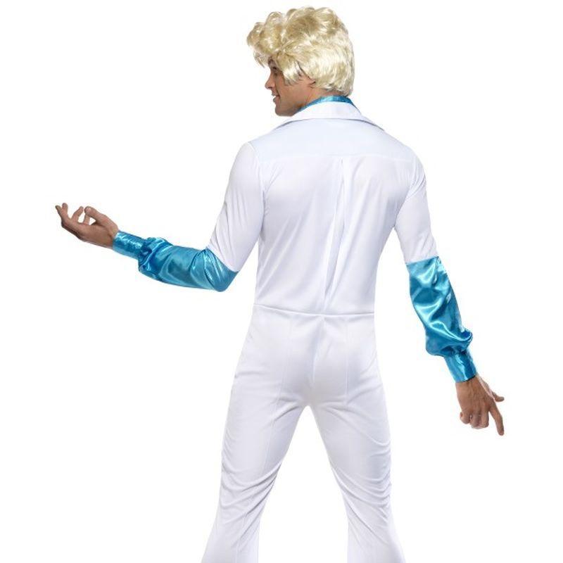 Disco Man Costume All In One Adult White Blue Mens