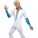 Disco Man Costume, All in One - Medium Mens White/Blue