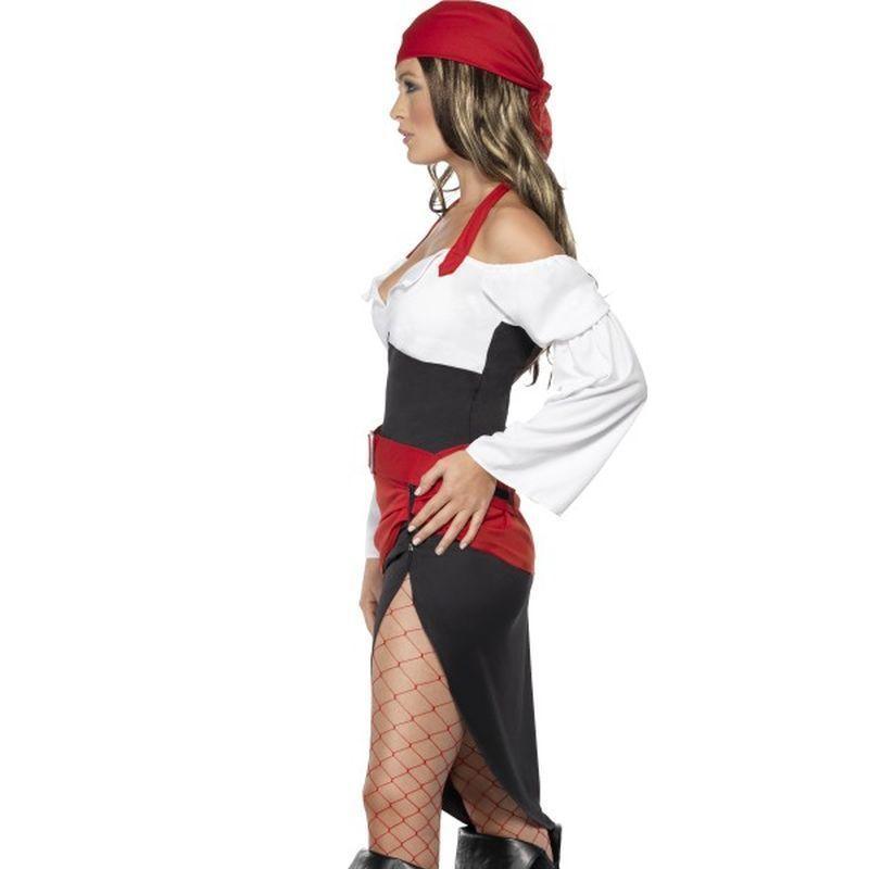 Sassy Pirate Wench Costume With Skirt Adult Red White Womens