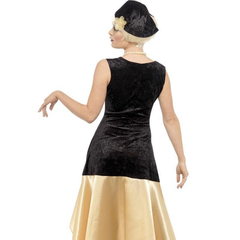 20s Gatsby Girl Costume Ladies Black Gold Dress