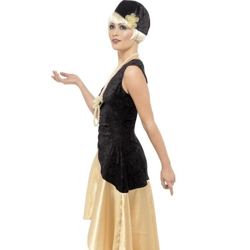 20s Gatsby Girl Costume Ladies Black Gold Dress