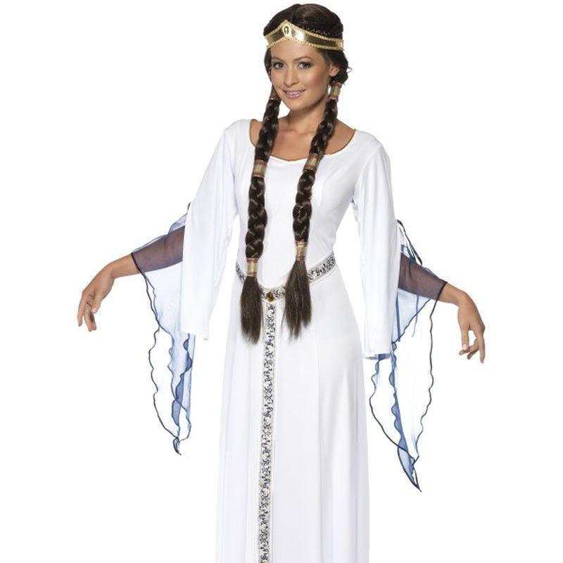 Medieval Maid Costume - UK Dress 12-14 Womens White/Blue
