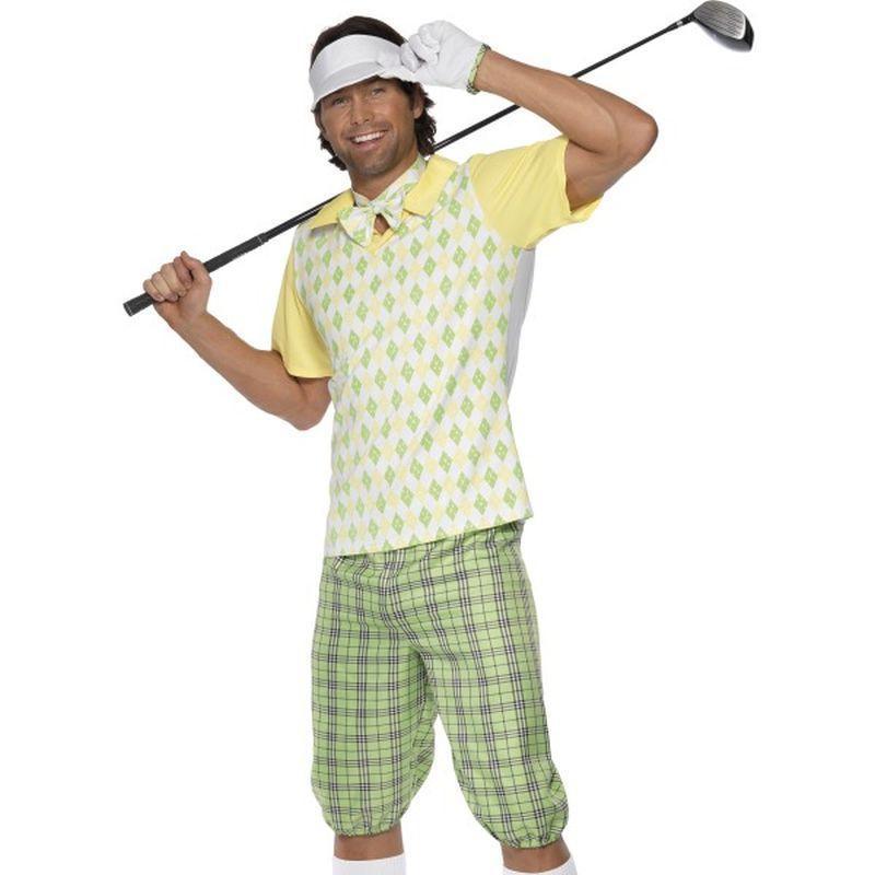 Gone Golfing Costume, Green, Yellow and White - Medium Mens Green/Yellow