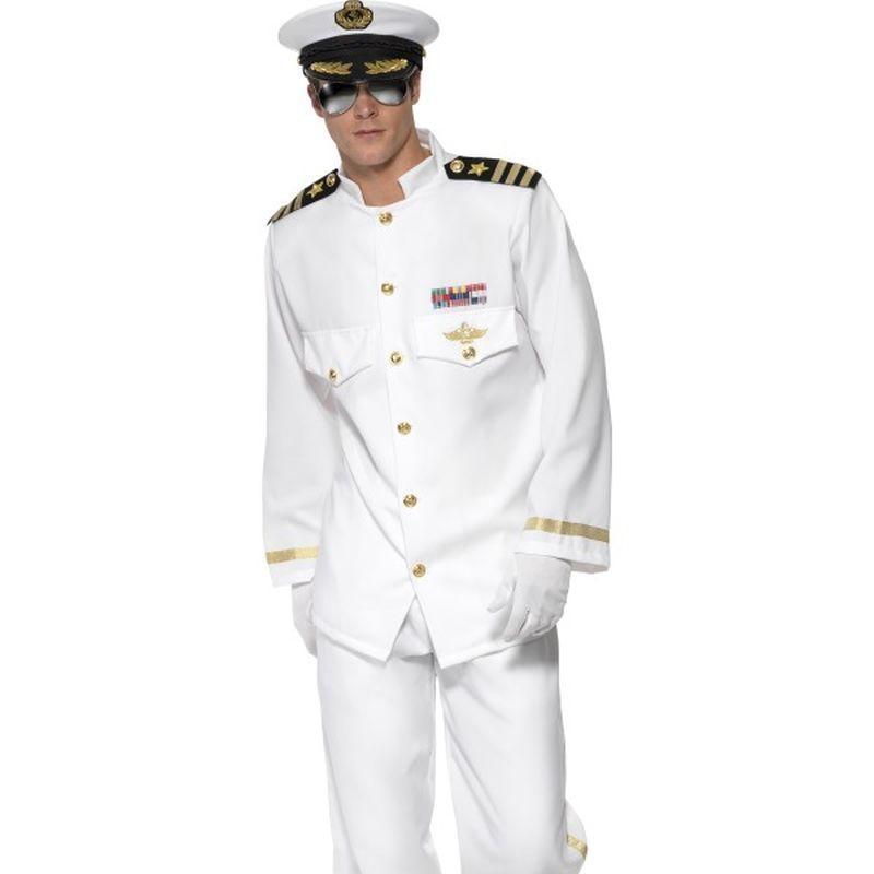 Captain Deluxe Costume - XL Mens White/Gold