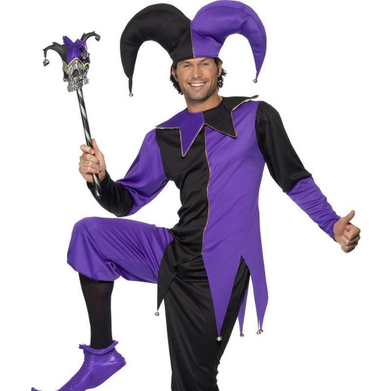 Medieval Jester Costume - Medium Mens Purple/Black