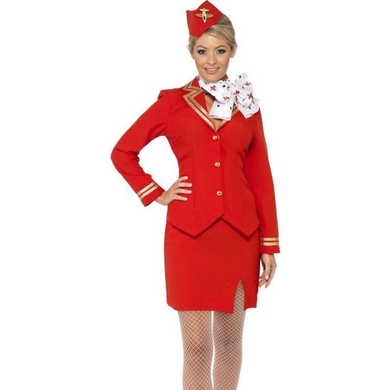 Trolley Dolly Costume - UK Dress 8-10 Womens Red/Gold