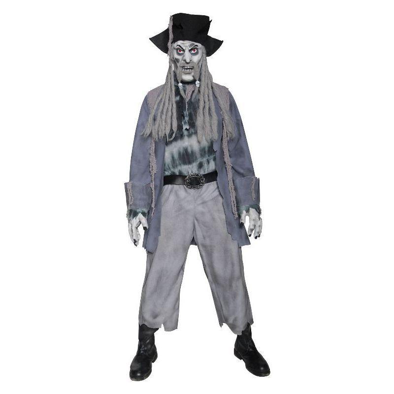 Deluxe Zombie Ghost Pirate Costume Top Trousers Mens Grey