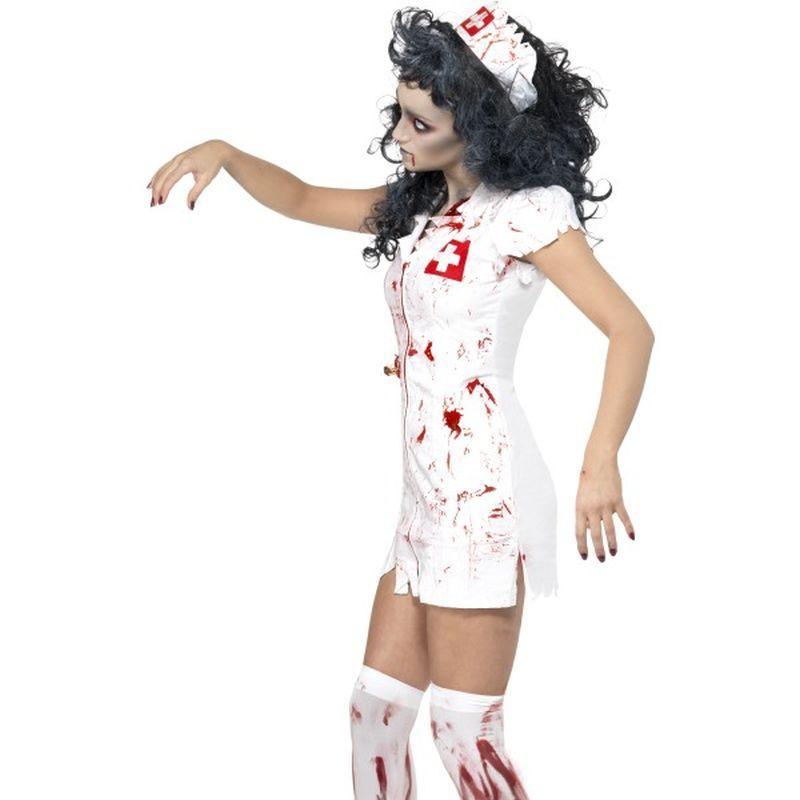 Zombie Nurse Costume Adult White Red