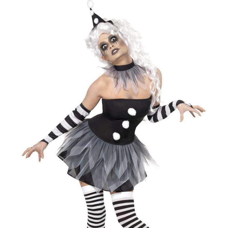 Sinister Pierrot Costume - UK Dress 8-10 Womens Black/White